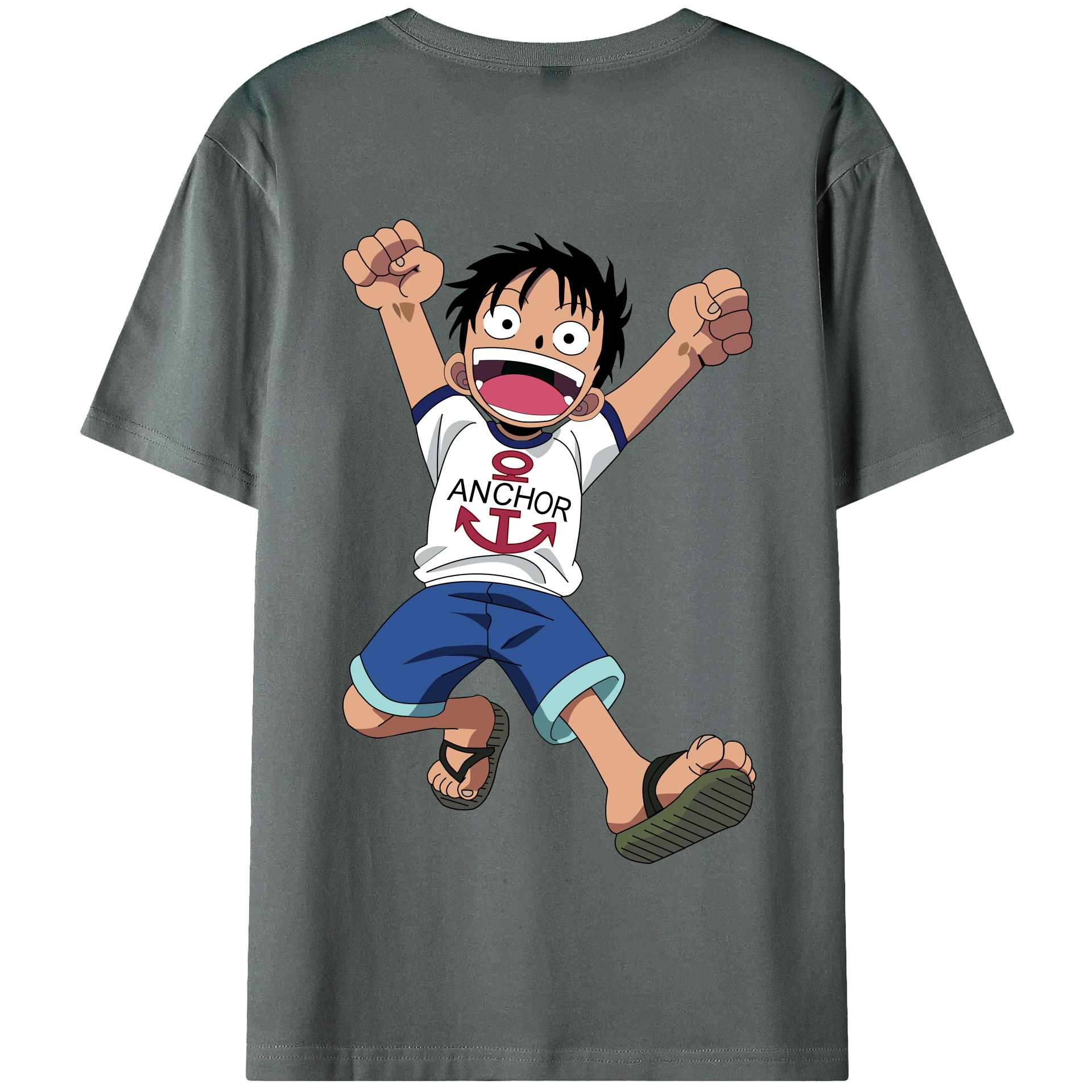 ワンピース モンキー・D・ルフィ ONE PIECE Monkey D. Luffy 綿100％半袖Tシャツ（背面プリント）